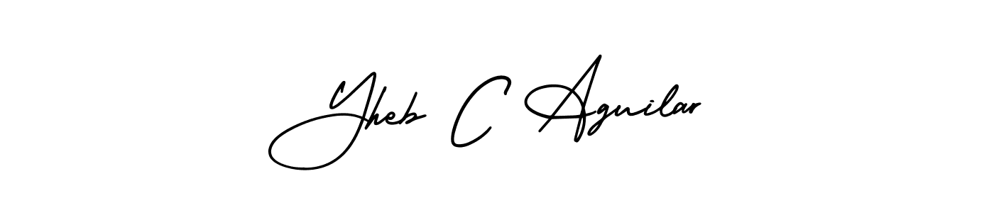 How to make Yheb C Aguilar name signature. Use AmerikaSignatureDemo-Regular style for creating short signs online. This is the latest handwritten sign. Yheb C Aguilar signature style 3 images and pictures png