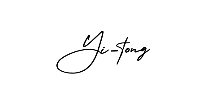 The best way (AmerikaSignatureDemo-Regular) to make a short signature is to pick only two or three words in your name. The name Yi-tong include a total of six letters. For converting this name. Yi-tong signature style 3 images and pictures png