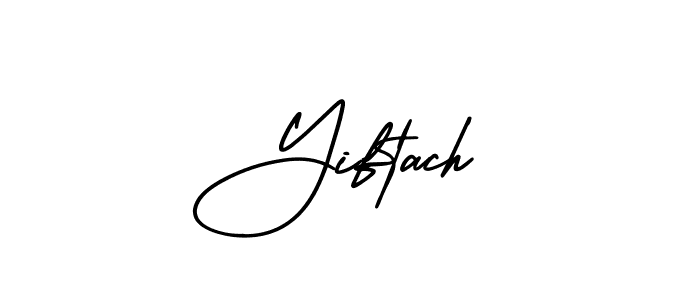 Use a signature maker to create a handwritten signature online. With this signature software, you can design (AmerikaSignatureDemo-Regular) your own signature for name Yiftach. Yiftach signature style 3 images and pictures png