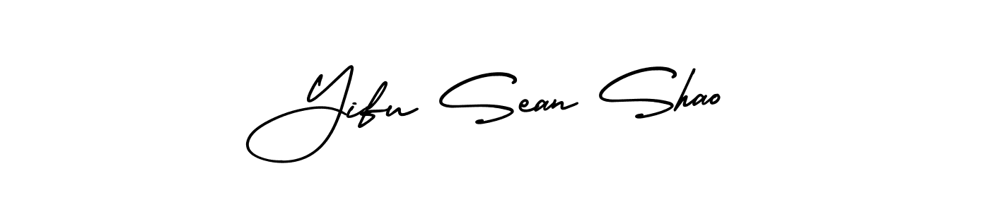 You should practise on your own different ways (AmerikaSignatureDemo-Regular) to write your name (Yifu Sean Shao) in signature. don't let someone else do it for you. Yifu Sean Shao signature style 3 images and pictures png