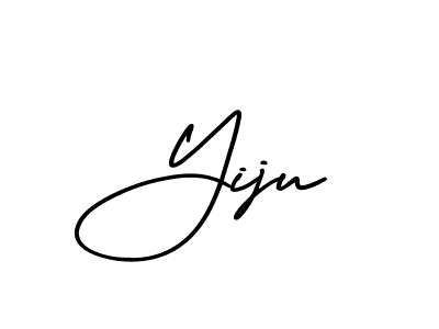 You should practise on your own different ways (AmerikaSignatureDemo-Regular) to write your name (Yiju) in signature. don't let someone else do it for you. Yiju signature style 3 images and pictures png