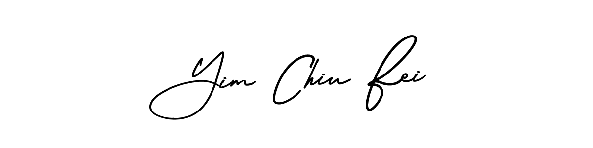 This is the best signature style for the Yim Chiu Fei name. Also you like these signature font (AmerikaSignatureDemo-Regular). Mix name signature. Yim Chiu Fei signature style 3 images and pictures png