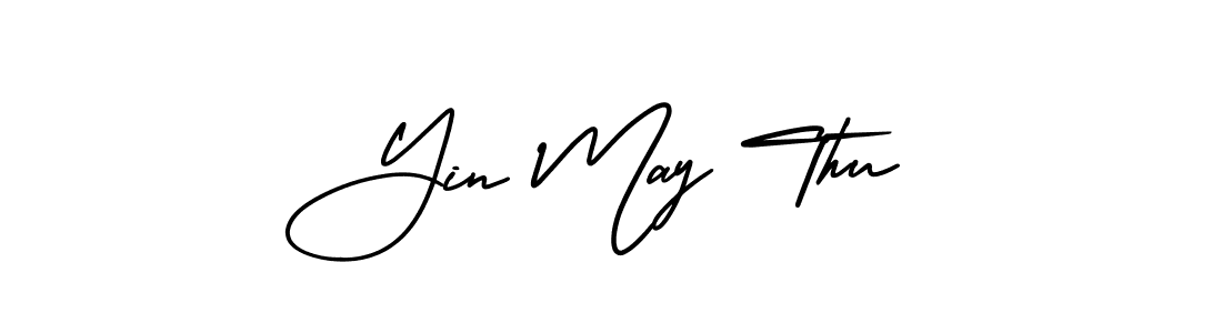 Use a signature maker to create a handwritten signature online. With this signature software, you can design (AmerikaSignatureDemo-Regular) your own signature for name Yin May Thu. Yin May Thu signature style 3 images and pictures png