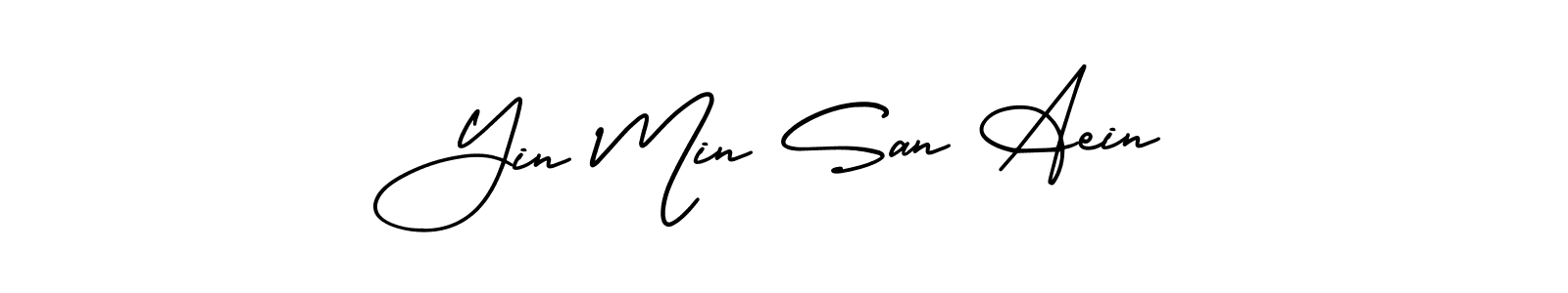 You should practise on your own different ways (AmerikaSignatureDemo-Regular) to write your name (Yin Min San Aein) in signature. don't let someone else do it for you. Yin Min San Aein signature style 3 images and pictures png