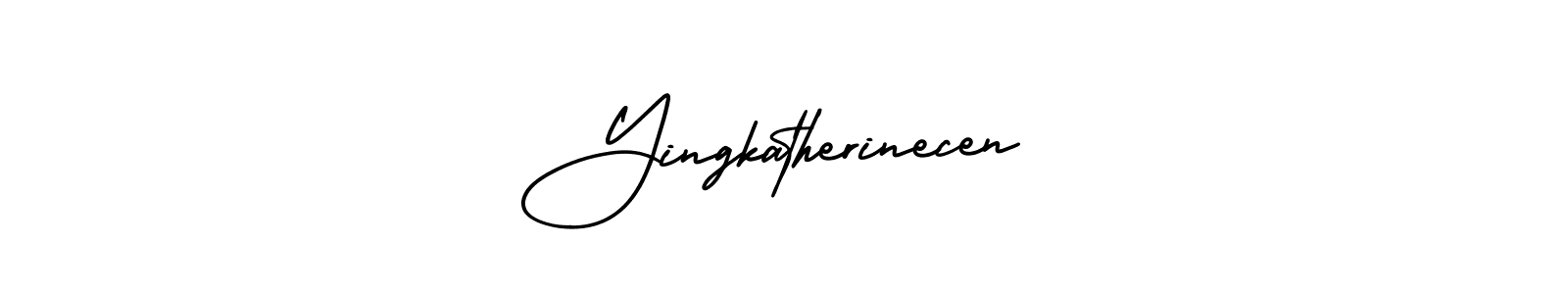 The best way (AmerikaSignatureDemo-Regular) to make a short signature is to pick only two or three words in your name. The name Yingkatherinecen include a total of six letters. For converting this name. Yingkatherinecen signature style 3 images and pictures png