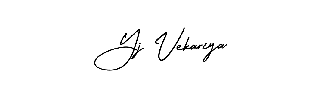 The best way (AmerikaSignatureDemo-Regular) to make a short signature is to pick only two or three words in your name. The name Yj Vekariya include a total of six letters. For converting this name. Yj Vekariya signature style 3 images and pictures png