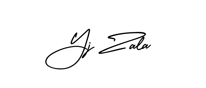 Yj Zala stylish signature style. Best Handwritten Sign (AmerikaSignatureDemo-Regular) for my name. Handwritten Signature Collection Ideas for my name Yj Zala. Yj Zala signature style 3 images and pictures png