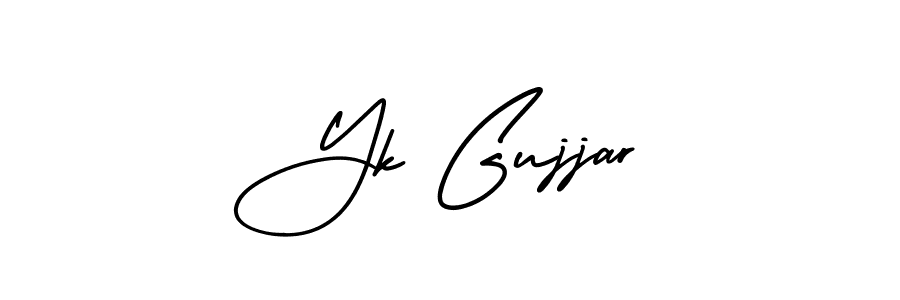 Yk Gujjar stylish signature style. Best Handwritten Sign (AmerikaSignatureDemo-Regular) for my name. Handwritten Signature Collection Ideas for my name Yk Gujjar. Yk Gujjar signature style 3 images and pictures png
