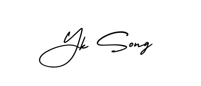 You should practise on your own different ways (AmerikaSignatureDemo-Regular) to write your name (Yk Song) in signature. don't let someone else do it for you. Yk Song signature style 3 images and pictures png