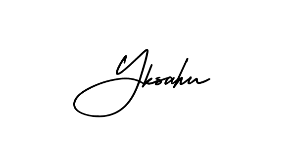 You should practise on your own different ways (AmerikaSignatureDemo-Regular) to write your name (Yksahu) in signature. don't let someone else do it for you. Yksahu signature style 3 images and pictures png