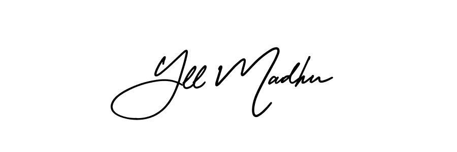 How to make Yll Madhu signature? AmerikaSignatureDemo-Regular is a professional autograph style. Create handwritten signature for Yll Madhu name. Yll Madhu signature style 3 images and pictures png