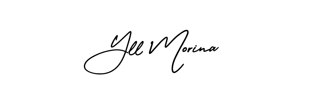 This is the best signature style for the Yll Morina name. Also you like these signature font (AmerikaSignatureDemo-Regular). Mix name signature. Yll Morina signature style 3 images and pictures png