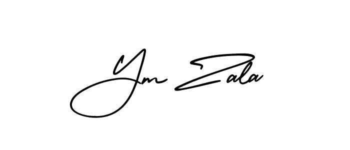 How to make Ym Zala name signature. Use AmerikaSignatureDemo-Regular style for creating short signs online. This is the latest handwritten sign. Ym Zala signature style 3 images and pictures png