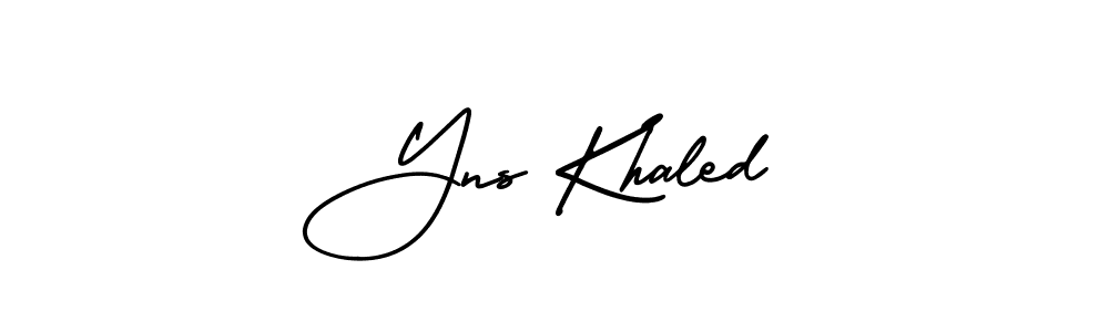 if you are searching for the best signature style for your name Yns Khaled. so please give up your signature search. here we have designed multiple signature styles  using AmerikaSignatureDemo-Regular. Yns Khaled signature style 3 images and pictures png