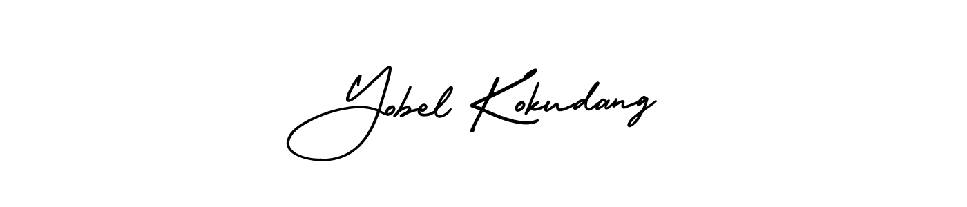 The best way (AmerikaSignatureDemo-Regular) to make a short signature is to pick only two or three words in your name. The name Yobel Kokudang include a total of six letters. For converting this name. Yobel Kokudang signature style 3 images and pictures png