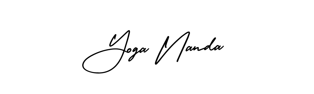 The best way (AmerikaSignatureDemo-Regular) to make a short signature is to pick only two or three words in your name. The name Yoga Nanda include a total of six letters. For converting this name. Yoga Nanda signature style 3 images and pictures png