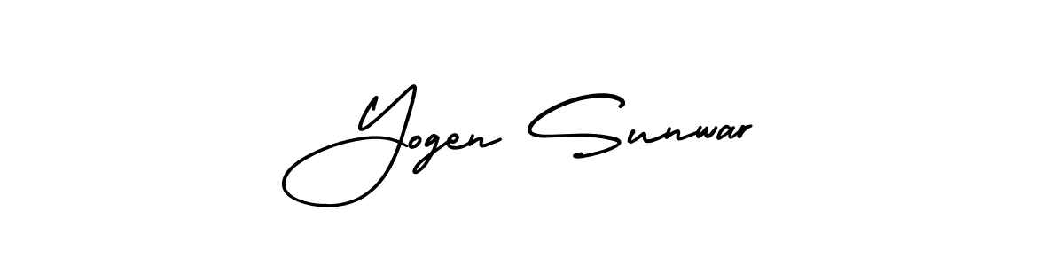 AmerikaSignatureDemo-Regular is a professional signature style that is perfect for those who want to add a touch of class to their signature. It is also a great choice for those who want to make their signature more unique. Get Yogen Sunwar name to fancy signature for free. Yogen Sunwar signature style 3 images and pictures png