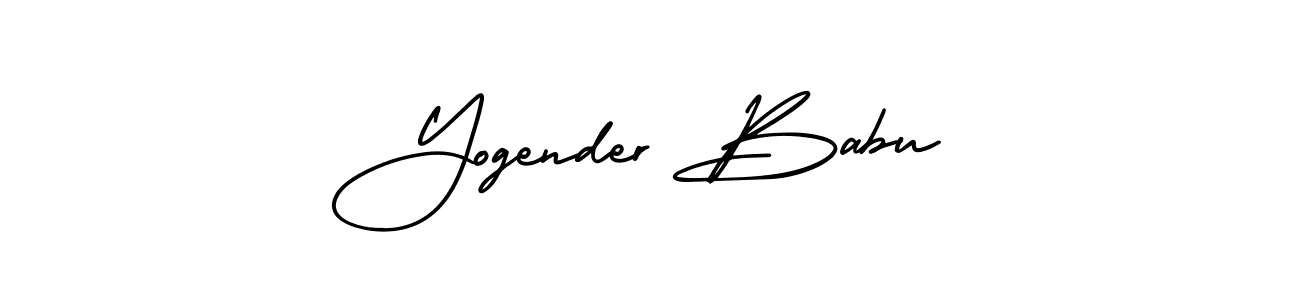 You should practise on your own different ways (AmerikaSignatureDemo-Regular) to write your name (Yogender Babu) in signature. don't let someone else do it for you. Yogender Babu signature style 3 images and pictures png