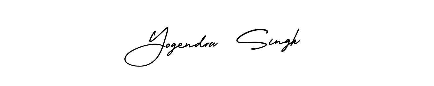 The best way (AmerikaSignatureDemo-Regular) to make a short signature is to pick only two or three words in your name. The name Yogendra  Singh include a total of six letters. For converting this name. Yogendra  Singh signature style 3 images and pictures png