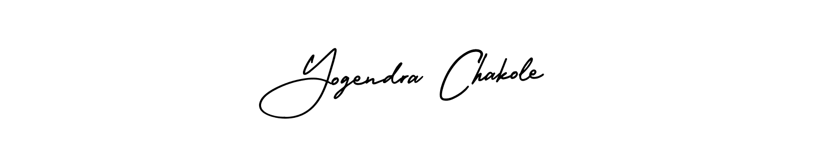 You should practise on your own different ways (AmerikaSignatureDemo-Regular) to write your name (Yogendra Chakole) in signature. don't let someone else do it for you. Yogendra Chakole signature style 3 images and pictures png