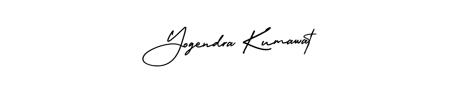 You should practise on your own different ways (AmerikaSignatureDemo-Regular) to write your name (Yogendra Kumawat) in signature. don't let someone else do it for you. Yogendra Kumawat signature style 3 images and pictures png
