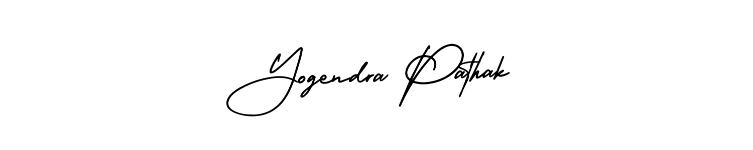 You should practise on your own different ways (AmerikaSignatureDemo-Regular) to write your name (Yogendra Pathak) in signature. don't let someone else do it for you. Yogendra Pathak signature style 3 images and pictures png