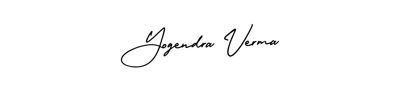 The best way (AmerikaSignatureDemo-Regular) to make a short signature is to pick only two or three words in your name. The name Yogendra Verma include a total of six letters. For converting this name. Yogendra Verma signature style 3 images and pictures png