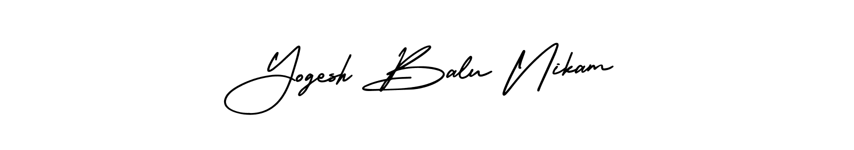 You should practise on your own different ways (AmerikaSignatureDemo-Regular) to write your name (Yogesh Balu Nikam) in signature. don't let someone else do it for you. Yogesh Balu Nikam signature style 3 images and pictures png