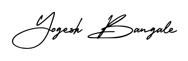 Create a personalized artistic stamp with Yogesh Bangale in AmerikaSignatureDemo-Regular font. Perfect for visual artists, designers, and influencers. Yogesh Bangale signature style 3 images and pictures png