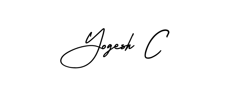 You should practise on your own different ways (AmerikaSignatureDemo-Regular) to write your name (Yogesh C) in signature. don't let someone else do it for you. Yogesh C signature style 3 images and pictures png