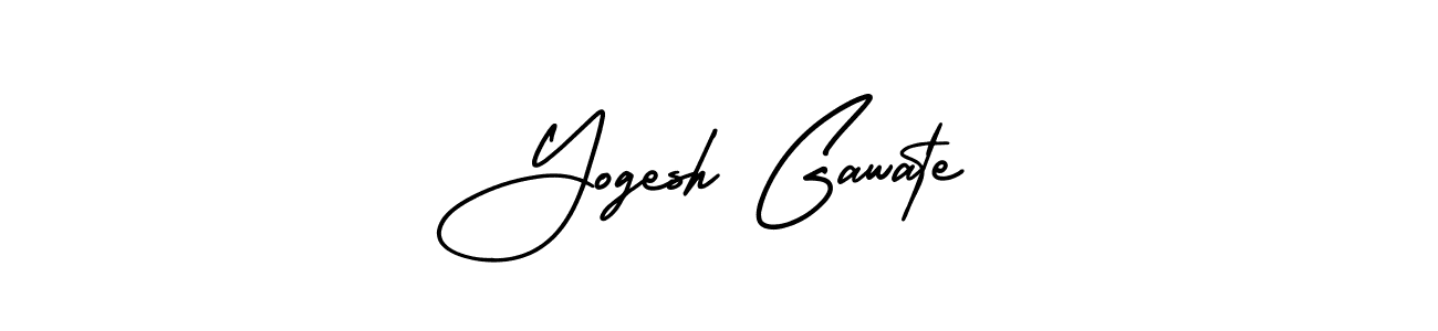 You should practise on your own different ways (AmerikaSignatureDemo-Regular) to write your name (Yogesh Gawate) in signature. don't let someone else do it for you. Yogesh Gawate signature style 3 images and pictures png