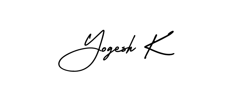 You should practise on your own different ways (AmerikaSignatureDemo-Regular) to write your name (Yogesh K) in signature. don't let someone else do it for you. Yogesh K signature style 3 images and pictures png