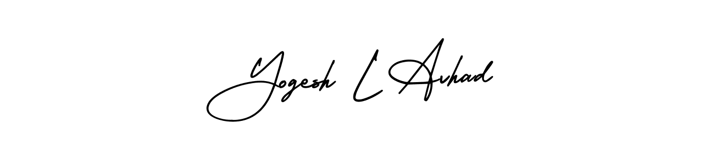 The best way (AmerikaSignatureDemo-Regular) to make a short signature is to pick only two or three words in your name. The name Yogesh L Avhad include a total of six letters. For converting this name. Yogesh L Avhad signature style 3 images and pictures png