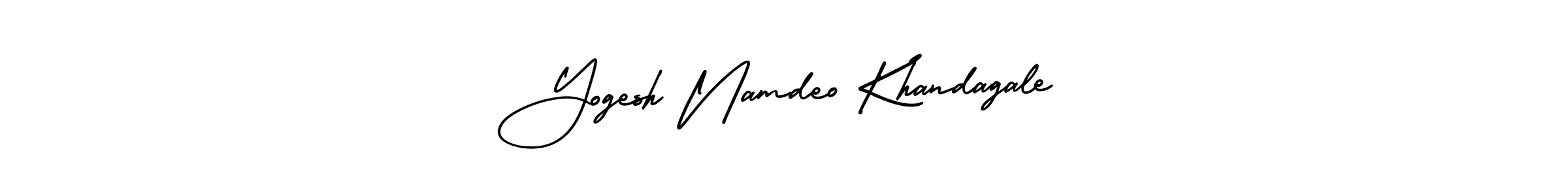 You should practise on your own different ways (AmerikaSignatureDemo-Regular) to write your name (Yogesh Namdeo Khandagale) in signature. don't let someone else do it for you. Yogesh Namdeo Khandagale signature style 3 images and pictures png