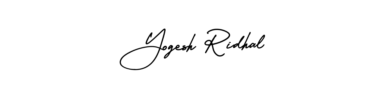 You should practise on your own different ways (AmerikaSignatureDemo-Regular) to write your name (Yogesh Ridhal) in signature. don't let someone else do it for you. Yogesh Ridhal signature style 3 images and pictures png