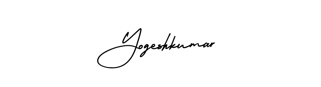 The best way (AmerikaSignatureDemo-Regular) to make a short signature is to pick only two or three words in your name. The name Yogeshkumar include a total of six letters. For converting this name. Yogeshkumar signature style 3 images and pictures png