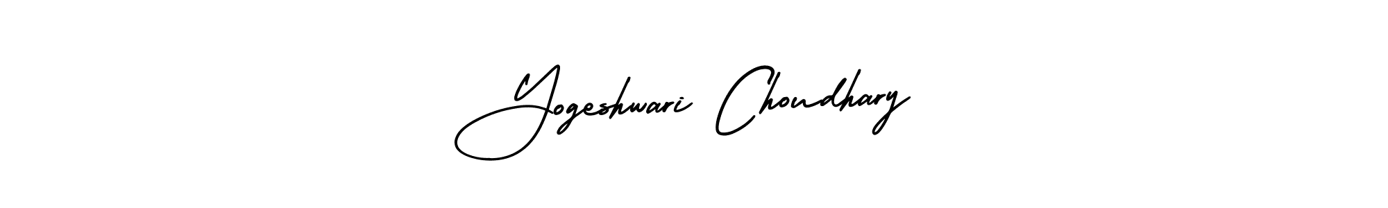 You should practise on your own different ways (AmerikaSignatureDemo-Regular) to write your name (Yogeshwari Choudhary) in signature. don't let someone else do it for you. Yogeshwari Choudhary signature style 3 images and pictures png