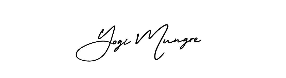You should practise on your own different ways (AmerikaSignatureDemo-Regular) to write your name (Yogi Mungre) in signature. don't let someone else do it for you. Yogi Mungre signature style 3 images and pictures png