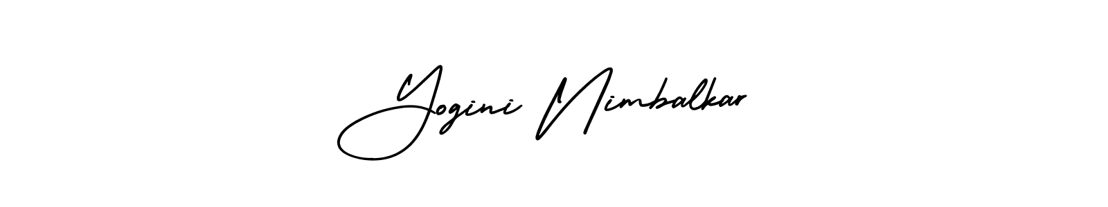 The best way (AmerikaSignatureDemo-Regular) to make a short signature is to pick only two or three words in your name. The name Yogini Nimbalkar include a total of six letters. For converting this name. Yogini Nimbalkar signature style 3 images and pictures png