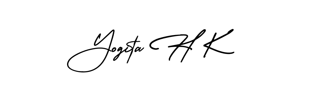 Use a signature maker to create a handwritten signature online. With this signature software, you can design (AmerikaSignatureDemo-Regular) your own signature for name Yogita H K. Yogita H K signature style 3 images and pictures png