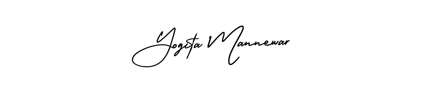 You should practise on your own different ways (AmerikaSignatureDemo-Regular) to write your name (Yogita Mannewar) in signature. don't let someone else do it for you. Yogita Mannewar signature style 3 images and pictures png