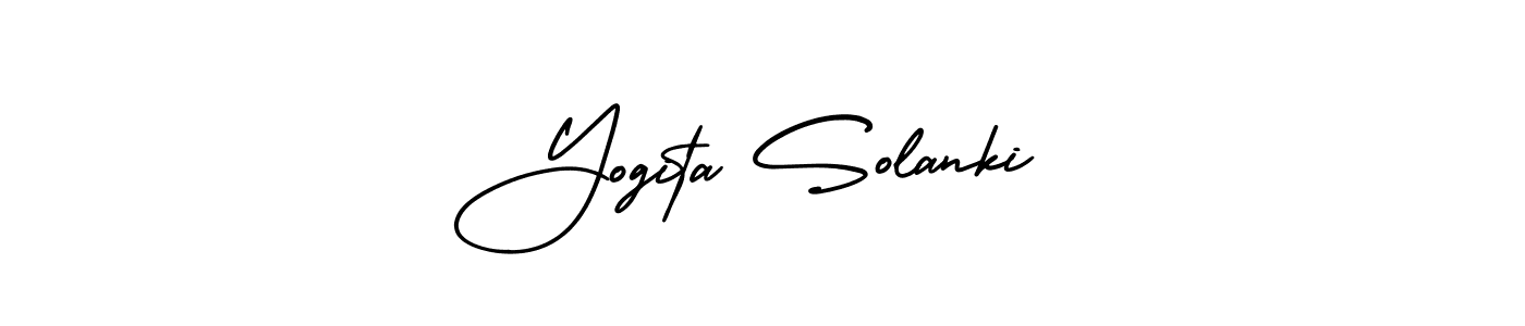 The best way (AmerikaSignatureDemo-Regular) to make a short signature is to pick only two or three words in your name. The name Yogita Solanki include a total of six letters. For converting this name. Yogita Solanki signature style 3 images and pictures png