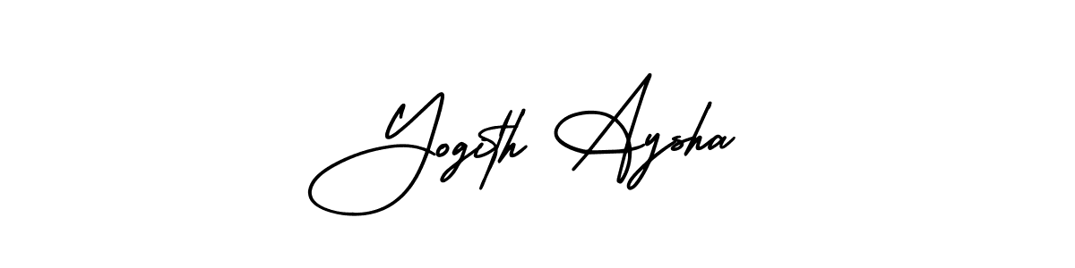 This is the best signature style for the Yogith Aysha name. Also you like these signature font (AmerikaSignatureDemo-Regular). Mix name signature. Yogith Aysha signature style 3 images and pictures png