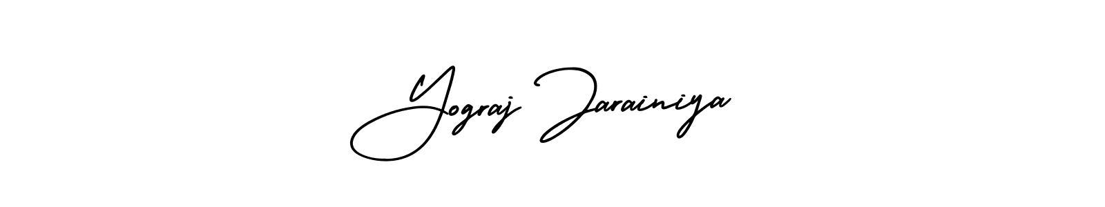 You should practise on your own different ways (AmerikaSignatureDemo-Regular) to write your name (Yograj Jarainiya) in signature. don't let someone else do it for you. Yograj Jarainiya signature style 3 images and pictures png