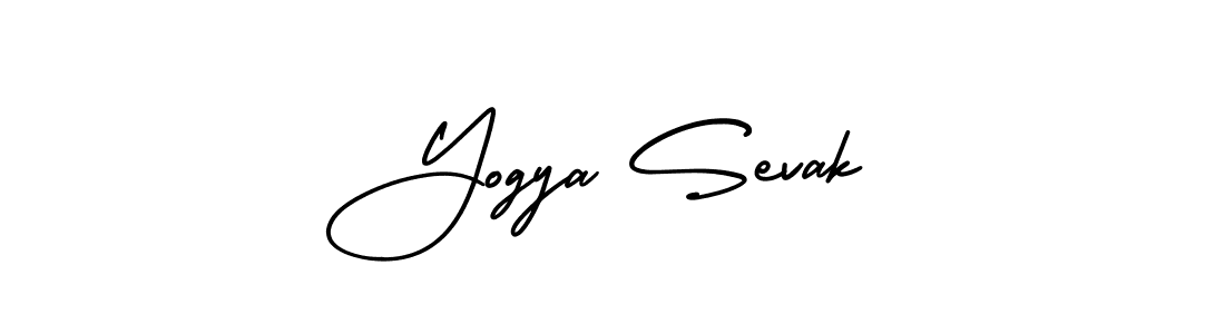 The best way (AmerikaSignatureDemo-Regular) to make a short signature is to pick only two or three words in your name. The name Yogya Sevak include a total of six letters. For converting this name. Yogya Sevak signature style 3 images and pictures png