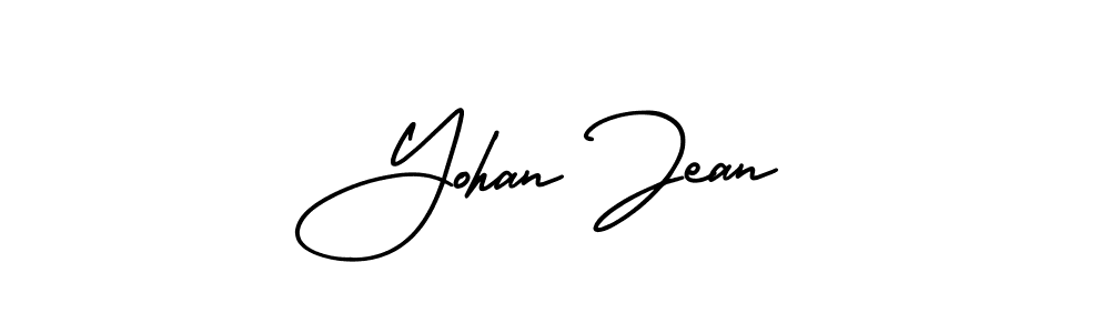 You should practise on your own different ways (AmerikaSignatureDemo-Regular) to write your name (Yohan Jean) in signature. don't let someone else do it for you. Yohan Jean signature style 3 images and pictures png