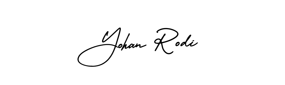 You should practise on your own different ways (AmerikaSignatureDemo-Regular) to write your name (Yohan Rodi) in signature. don't let someone else do it for you. Yohan Rodi signature style 3 images and pictures png