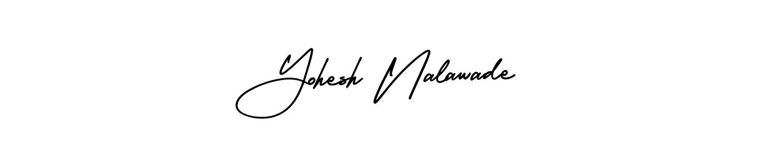 You should practise on your own different ways (AmerikaSignatureDemo-Regular) to write your name (Yohesh Nalawade) in signature. don't let someone else do it for you. Yohesh Nalawade signature style 3 images and pictures png