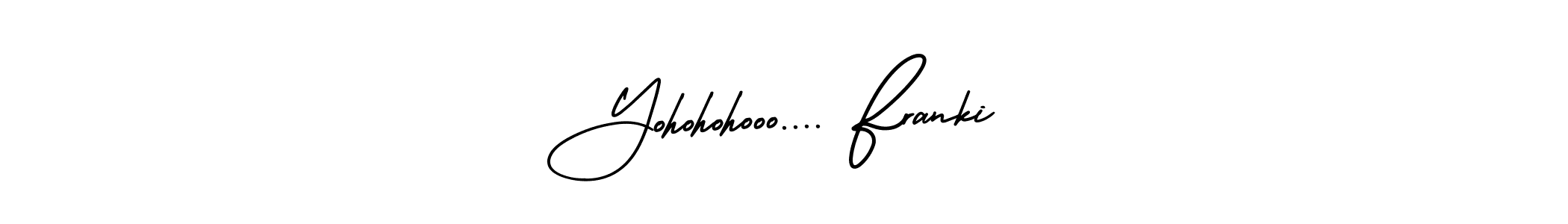 The best way (AmerikaSignatureDemo-Regular) to make a short signature is to pick only two or three words in your name. The name Yohohohooo.... Franki include a total of six letters. For converting this name. Yohohohooo.... Franki signature style 3 images and pictures png