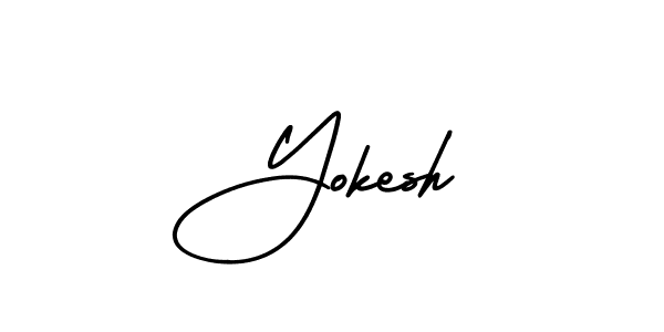 You should practise on your own different ways (AmerikaSignatureDemo-Regular) to write your name (Yokesh) in signature. don't let someone else do it for you. Yokesh signature style 3 images and pictures png